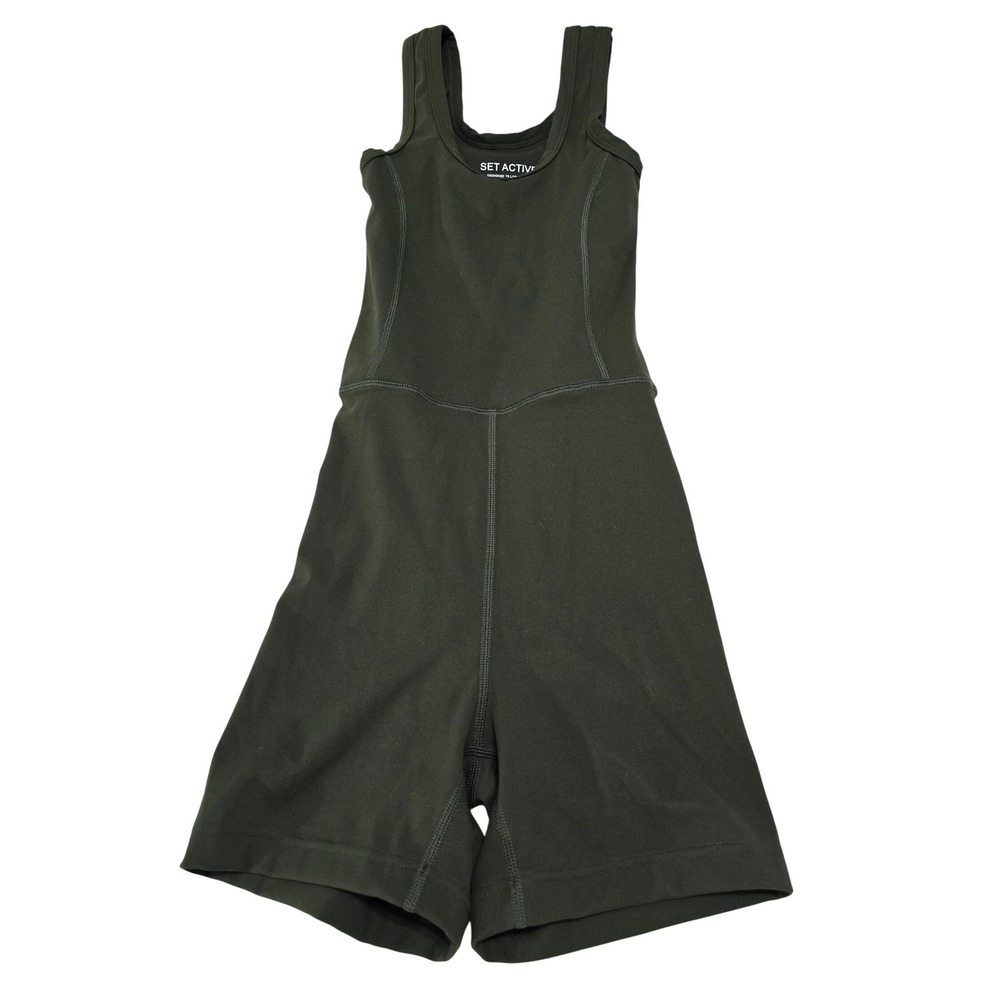 SET ACTIVE Bundle XS Sportbody Romper Teal Bodysuit Lime Green Ribbed Leggings - Picture 3 of 15